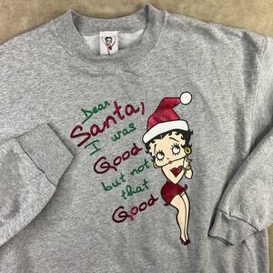 Vintage Betty Boop Sweatshirt Y2K Santa I Was Good But Not That Good Christmas